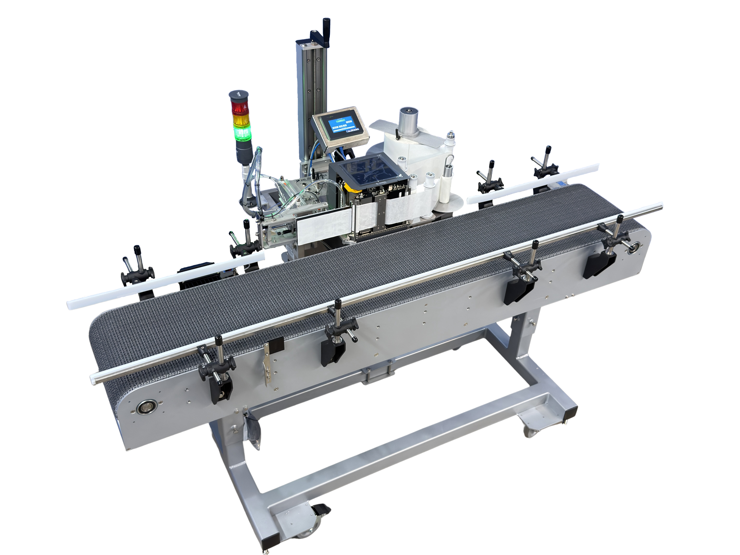 Auto Labe 710S Automatic Print and Apply Labeling System with Model 155 applicator for printing and applying labels to products.