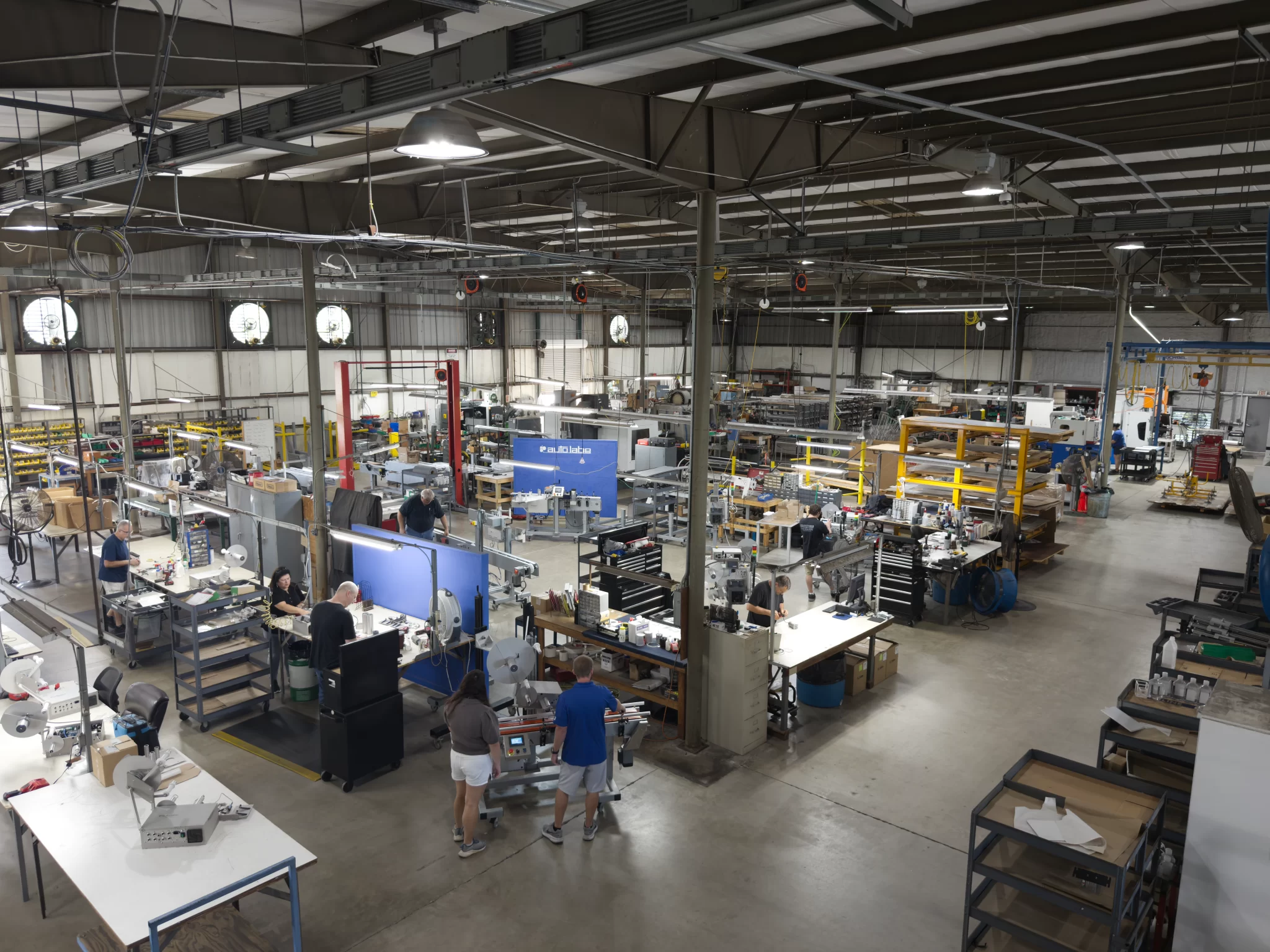 Interior view of Auto Labe’s manufacturing facility where automatic labeling equipment is built and assembled.